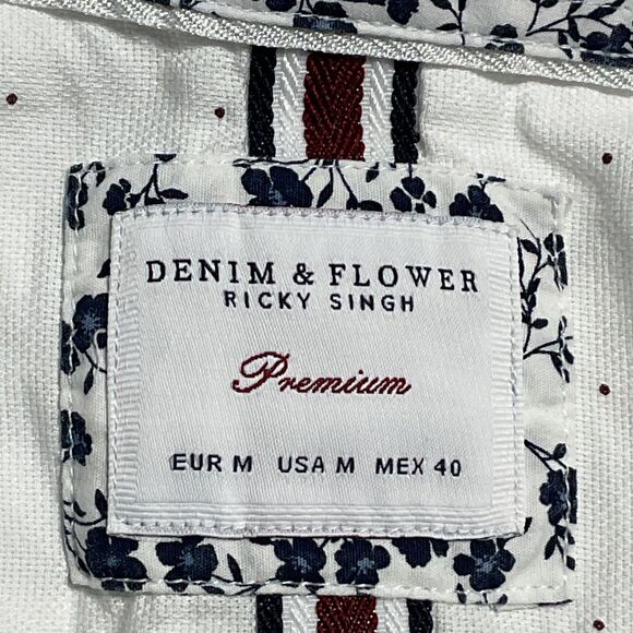 Denim & Flower White Polka Dot Button-Up Shirt M - Picture 6 of 9